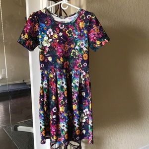 LulaRoe Amelia Pleated Dress Floral Watercolor